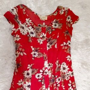 Red floral mini sundress